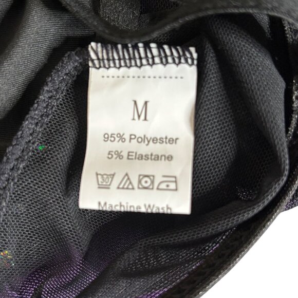 Mesh Rhinestone Bustier Crop Top Black Medium Adjustable Straps Boning NEW - Picture 7 of 7